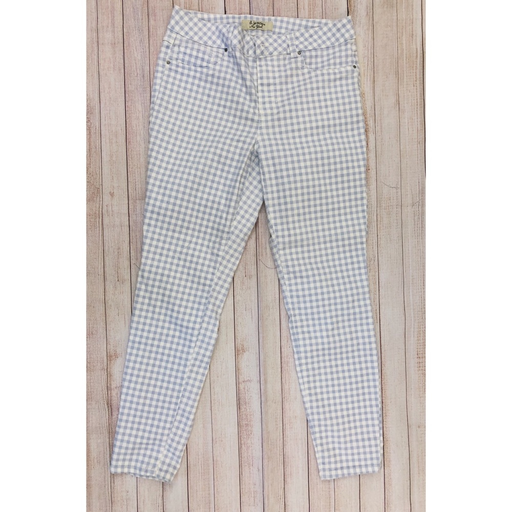D. Jeans Baby Blue/White Checkered Jeans Size 8